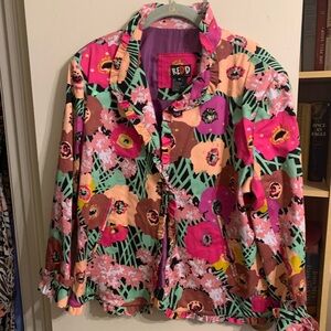 Red Women's Floral Jacket - Multicolor